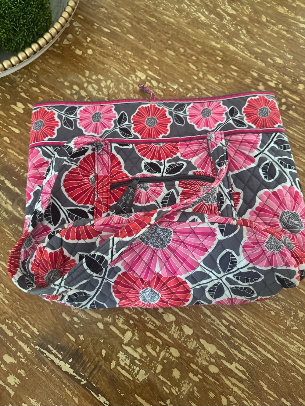 Vera Bradley Pink and Red Floral Quilted Shoulder Bag